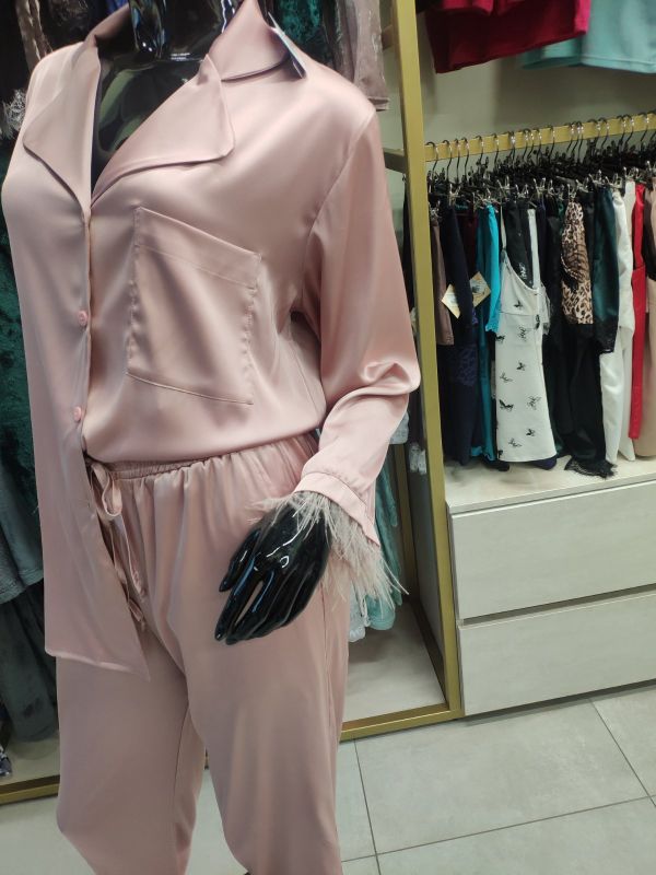 Женская пижама с брюками, шелк Армани, фрез, Serenade, модель 1627