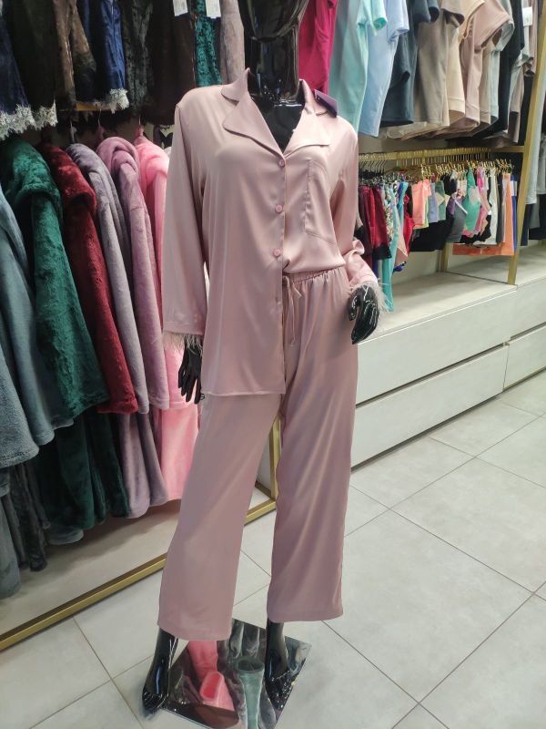 Женская пижама с брюками, шелк Армани, фрез, Serenade, модель 1627