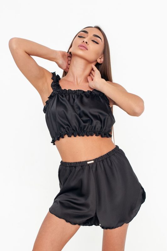 Женская пижама с шортами, шелк Армани. черный, Serenade модель 88-1