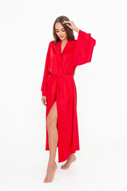 Жіночий халат, шовк Армані, червоний, Serenade, модель 991-6Д