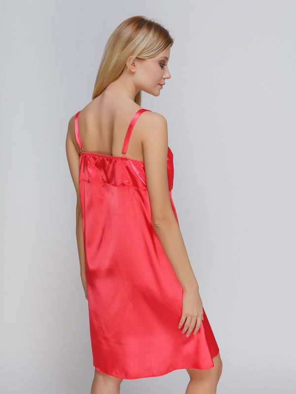 Сорочка жіноча зі стрейч атласу, кораловий, батал, Serenade, модель 1302