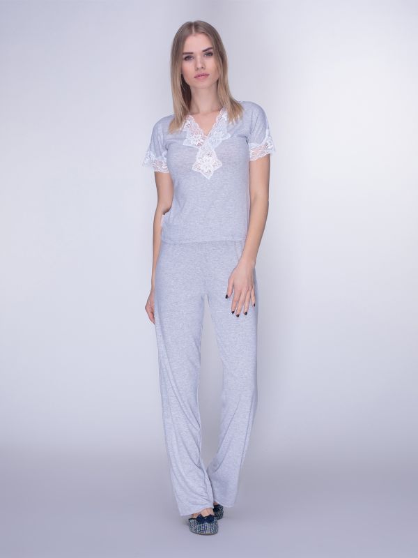 Женская пижама с брюками, вискоза, серый, Serenade, модель 5511Р