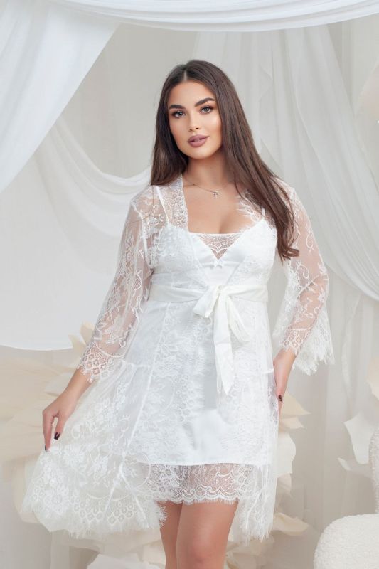 Женский гипюровый халат, цвет шампаневый, Serenade, 775К