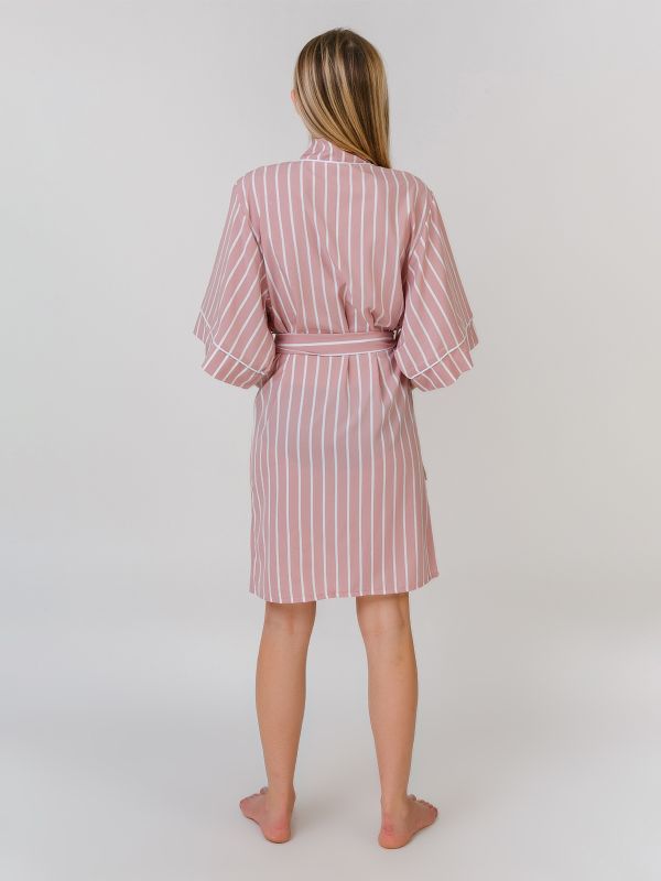 Женский халат. софт, розовый в полоску, Serenade.модель 1501