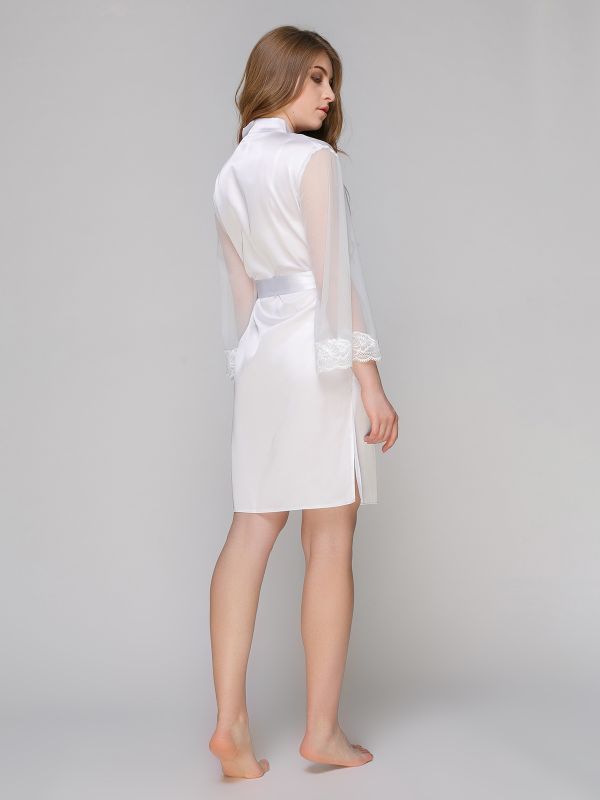 Халат жіночий, шовк Армані, білий, Serenade, модель 191