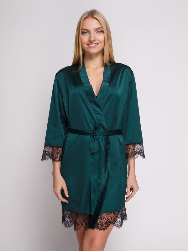 Халат жіночий,  шовк Армані, зелений, Serenade, модель 501