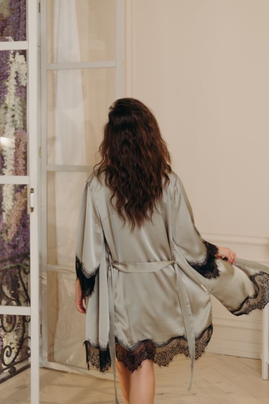 Женский халат, креп Армани, оливковый, Serenade, модель 981