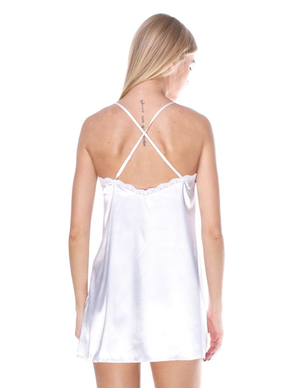 Сорочка жіноча атласна, білий, Serenade, модель 572